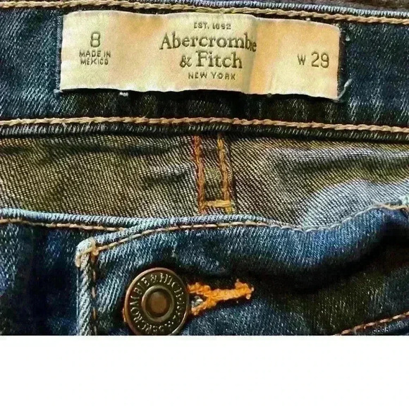ABERCROMBIE & FITCH Dark Wash Zip Fly‎ Denim Jean Shorts- Size 8 29 - Picture 4 of 4